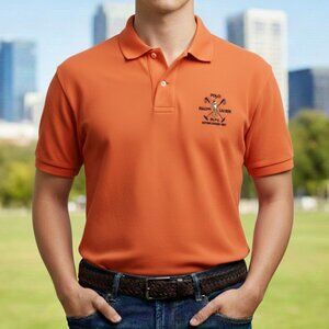 Ralph Lauren RLPC‎ Polo Club Big Pony Men's Shirt Size Large Orange Cotton Knit